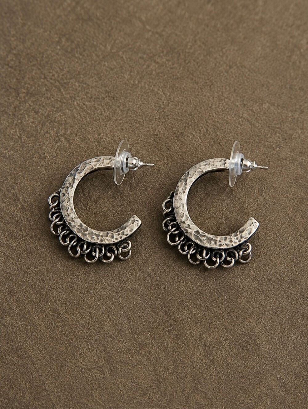 3/$30 VTG Rustic Hammered Boho Hoop Post Earrings